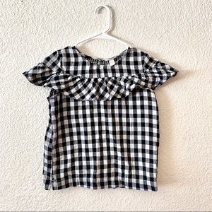Cat and Jack Black And White Gingham Ruffle Top